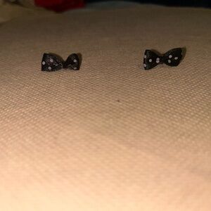 Black Polka Dot Bow Earrings